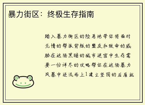 暴力街区：终极生存指南