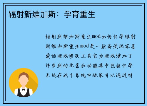 辐射新维加斯：孕育重生